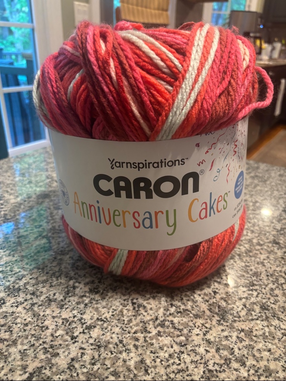 Caron Anniversary Cakes Variegated Yarn - Red, Pink & White